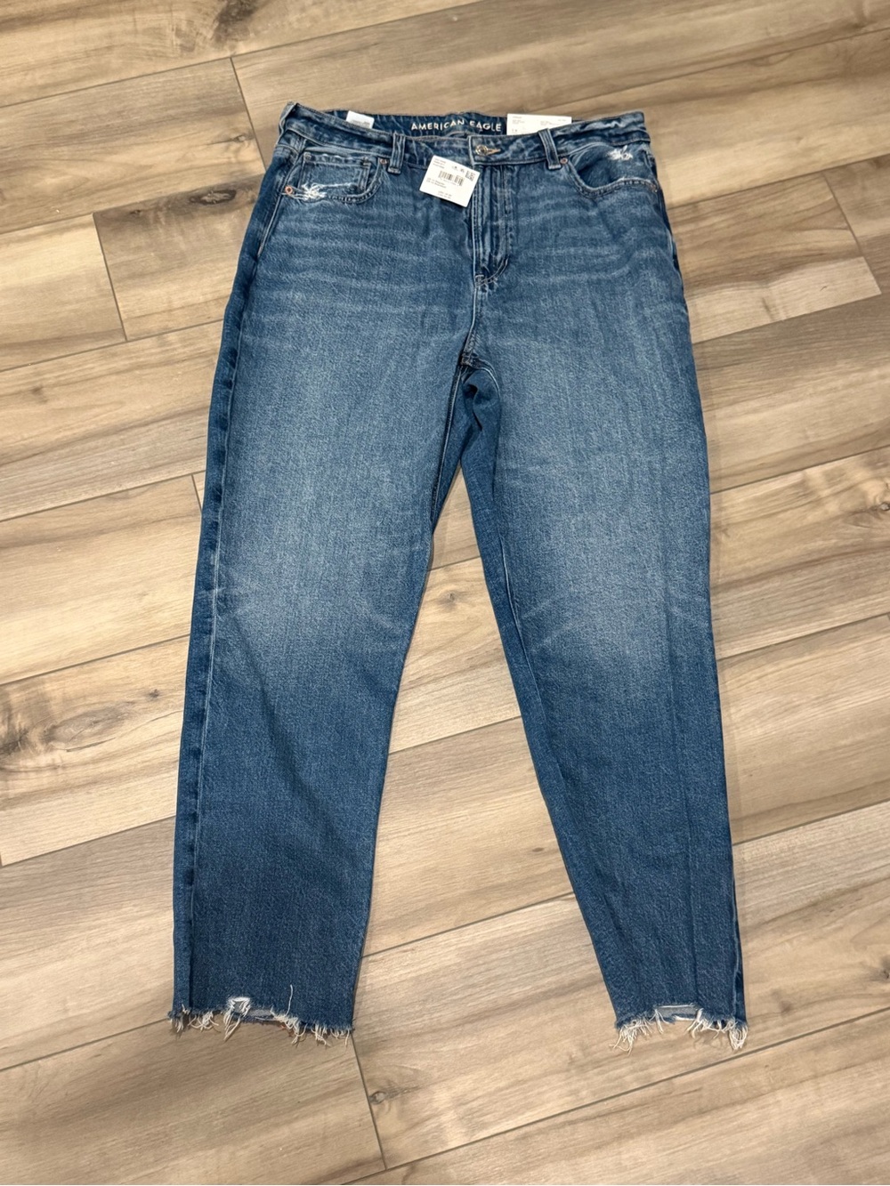 American Eagle Outfitters Cropped Raw-Hem Jeans - Medium Blue